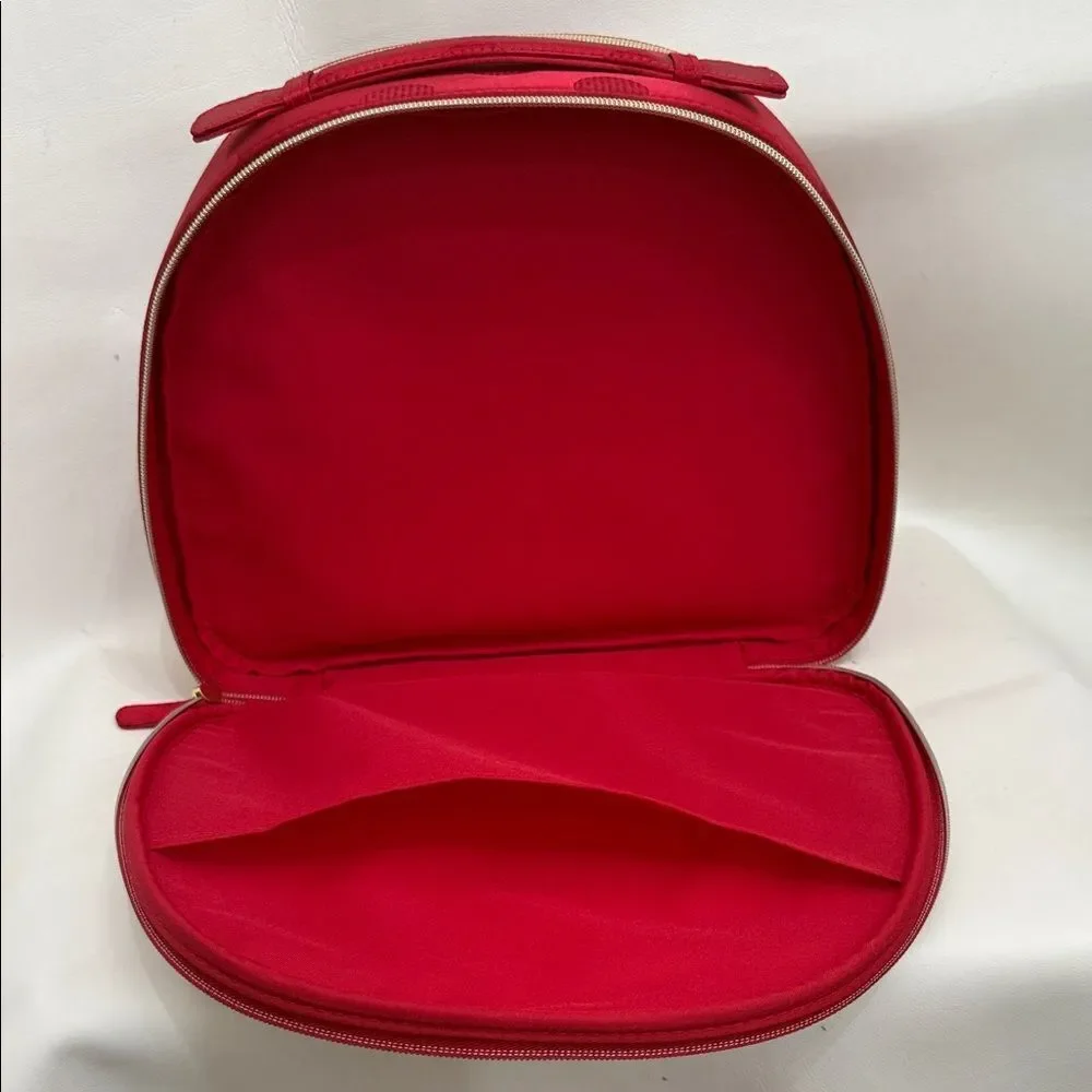 Estee Lauder Vibrant Red Dot Gold Hardware Cosmetic Makeup Travel Storage Bag